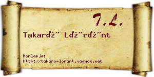 Takaró Lóránt névjegykártya